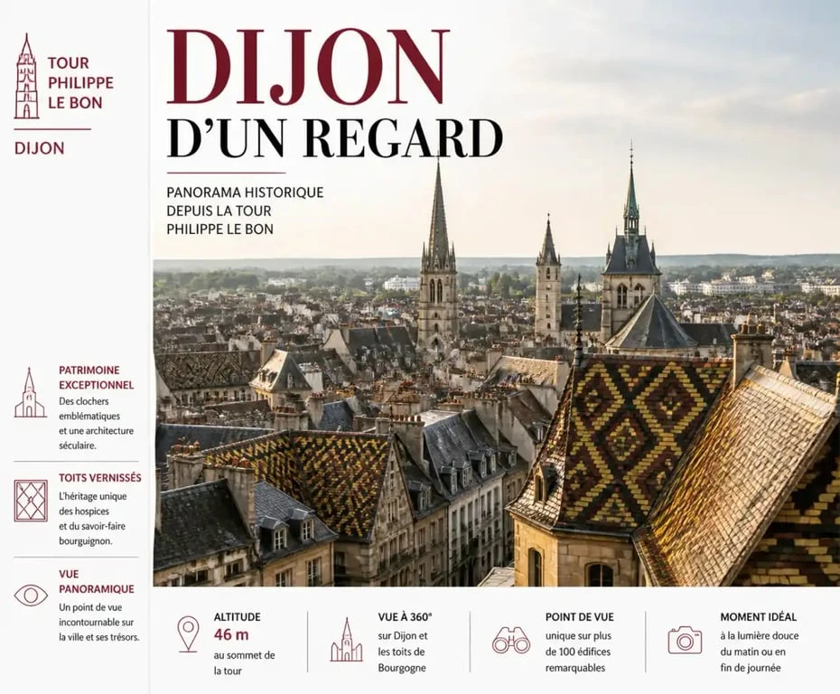 Panorama sur les toits de Dijon depuis la tour Philippe le Bon