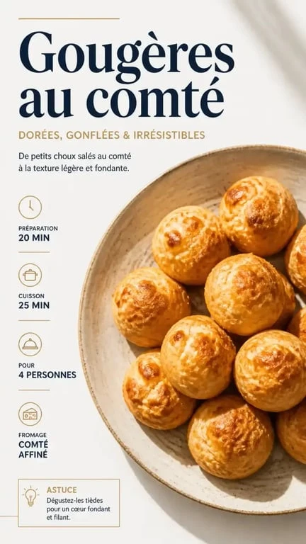 Gougères au comté traditionnelles, spécialité culinaire dijonnaise