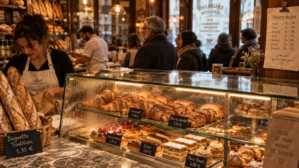 l'atelier du boulanger dijon jouvence : vitrine, viennoiseries et horaires du jour